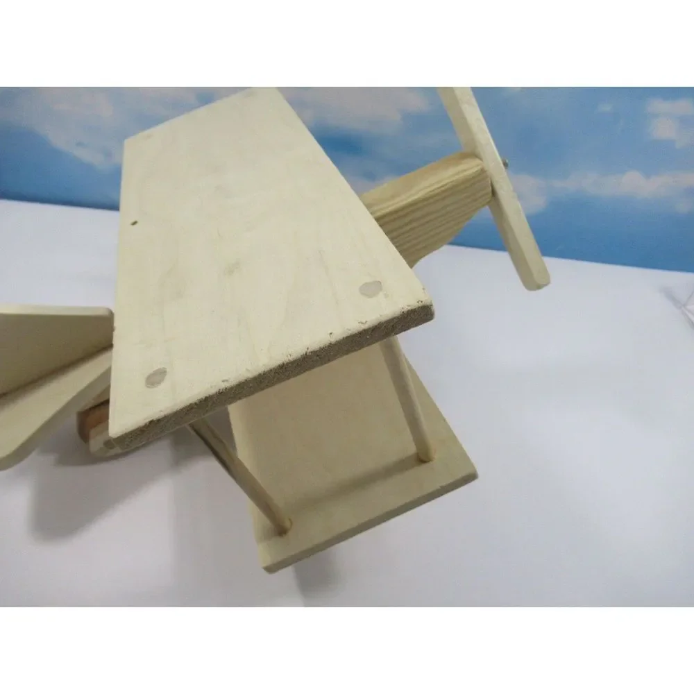 Childrens Handmade‎ Wooden Bi Wing Airplane With Propeller Paintable Plane